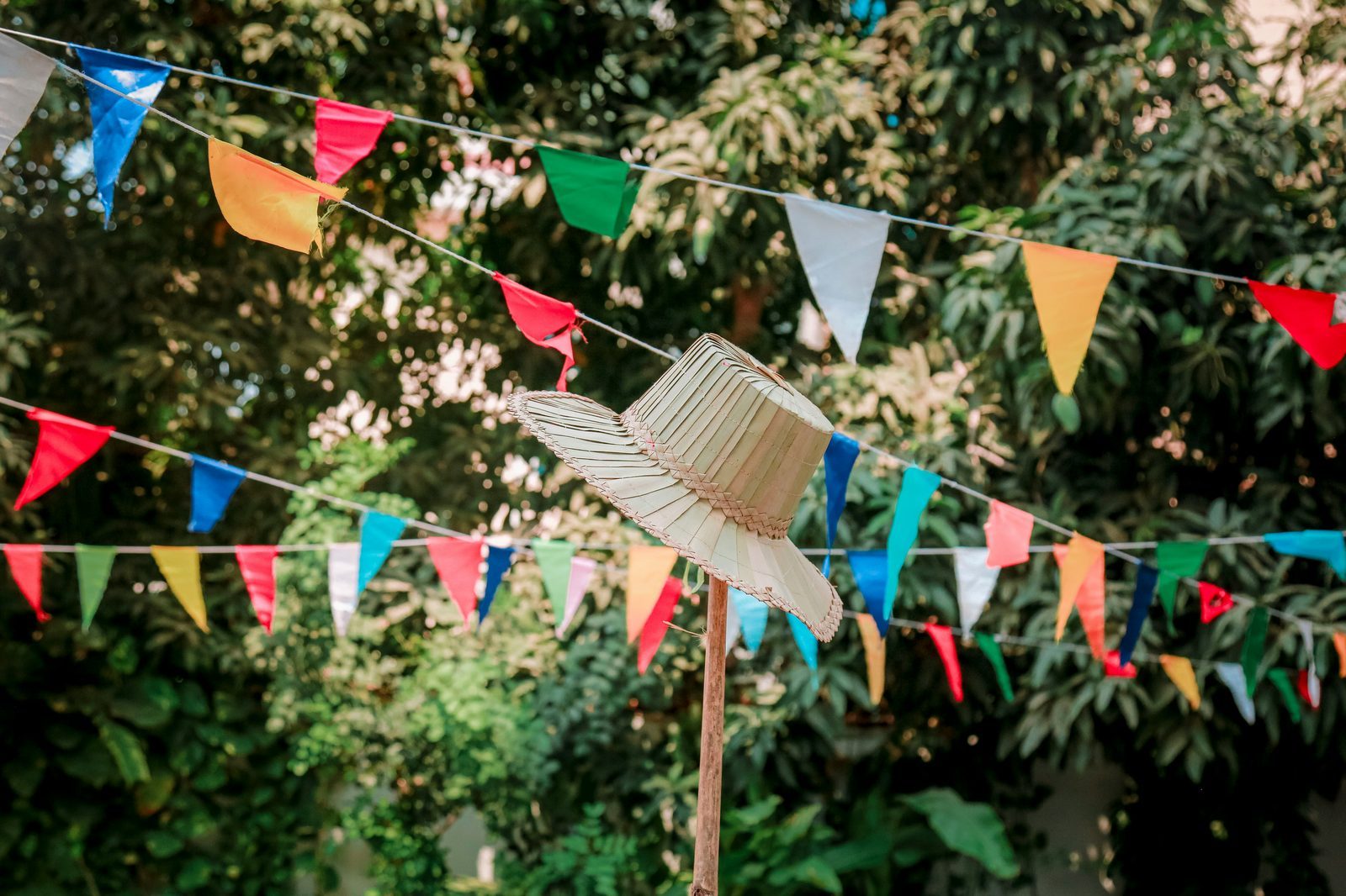Khmer New Year bunting and palm hat